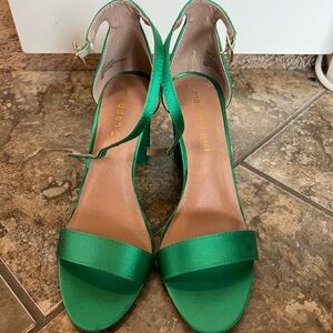 Madden Girl Green Satin Heels